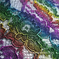 tissus de robe en dentelle de cordon poly feuille multicolore